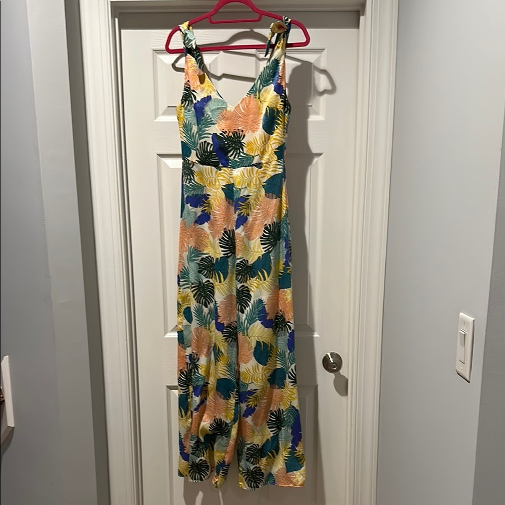 Zara Multicolor Leaf Print Jumpsuit